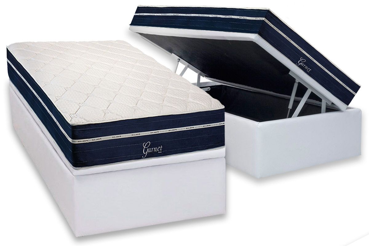 Cama Box Baú CRC +Colchão Molas Garnet Polar