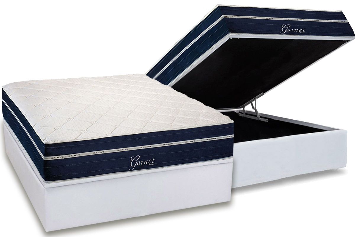 Cama Box Baú CRC +Colchão Molas Garnet Polar