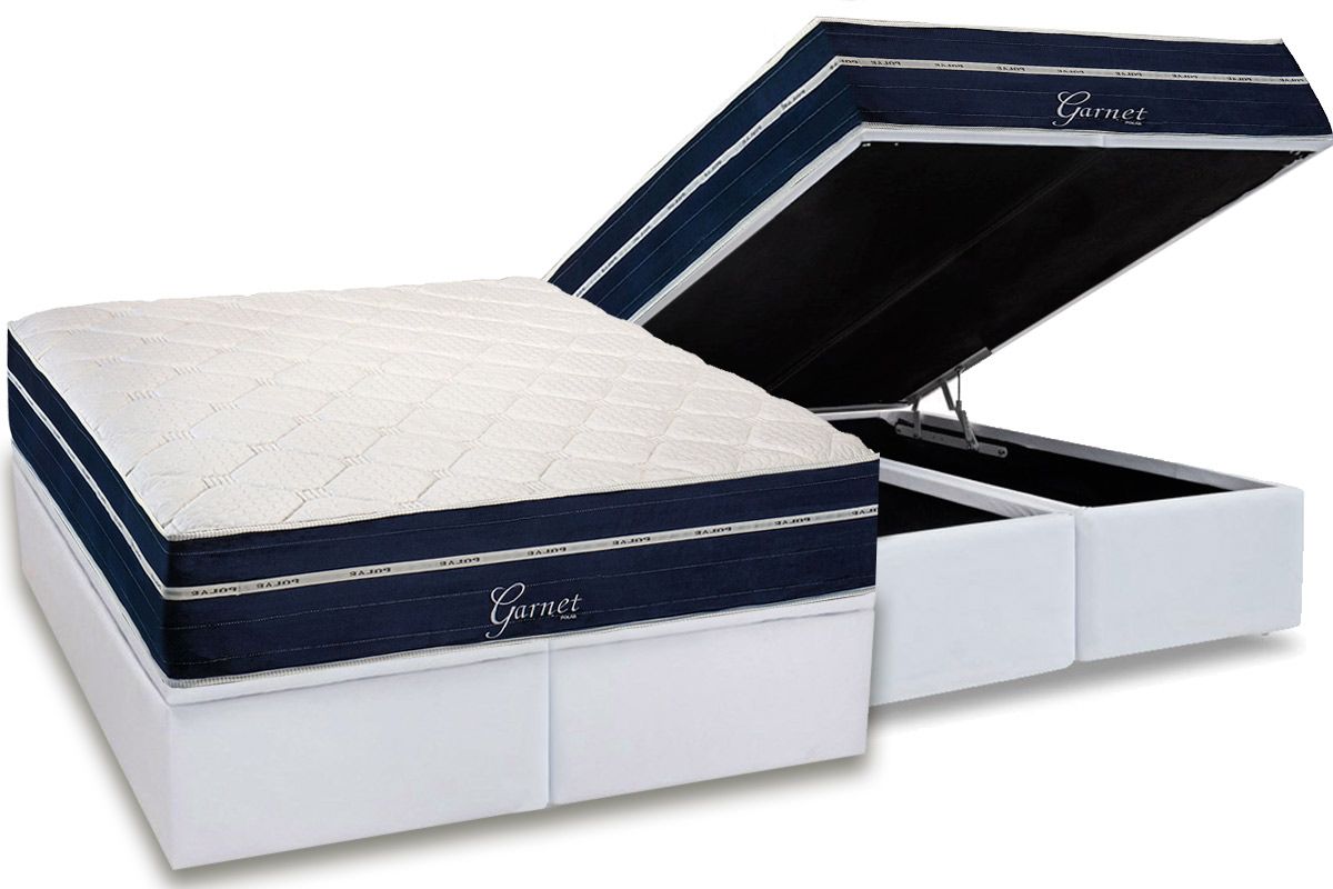 Cama Box Baú CRC +Colchão Molas Garnet Polar