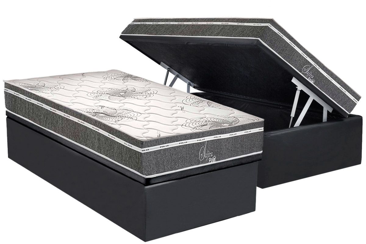 Cama Box Baú CRC +Colchão Molas Safira Polar