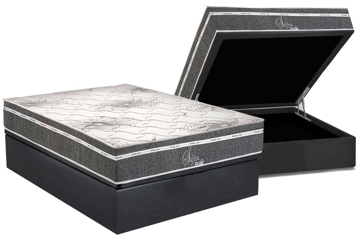 Cama Box Baú CRC +Colchão Molas Safira Polar