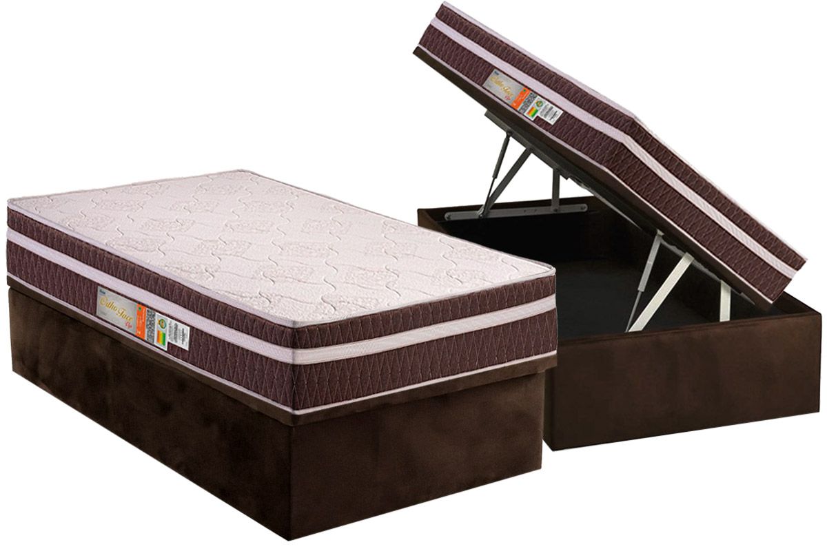 Cama Box Baú CRC +Colchão Ortopédico Orthoface Polar