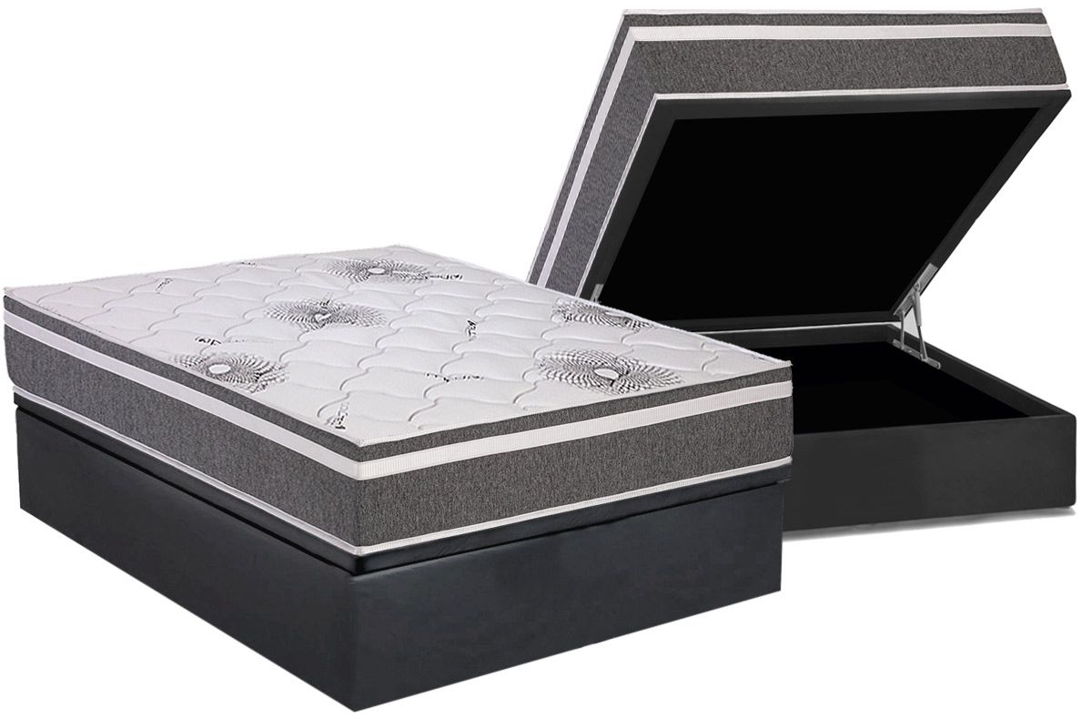 Cama Box Baú CRC +Colchão Espuma D33 Pérola Polar