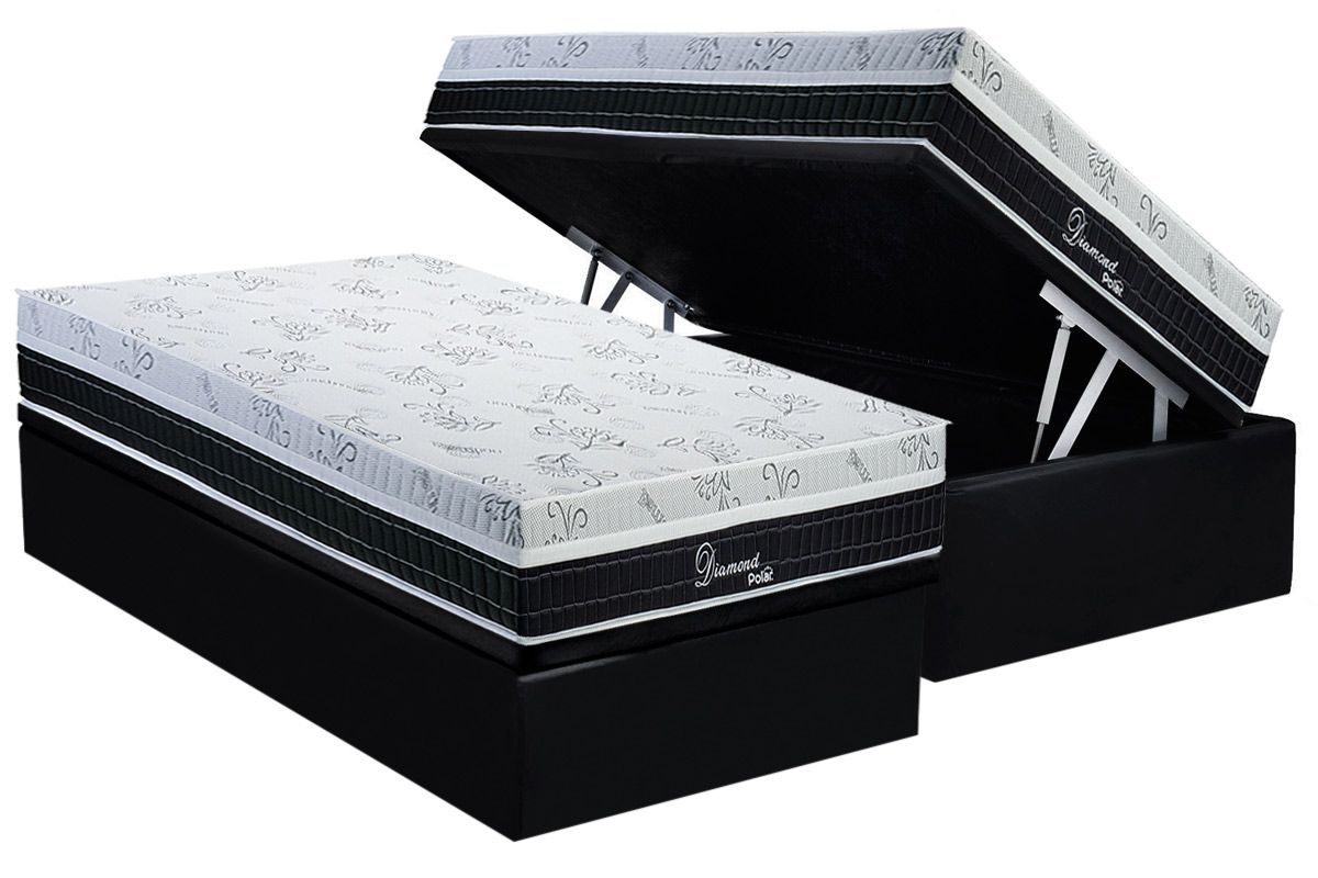 Cama Box Baú CRC +Colchão Molas Diamond Polar