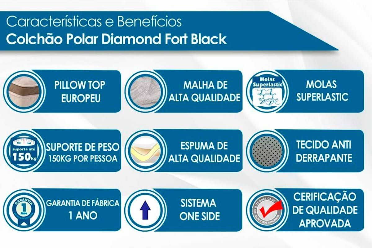 Cama Box Baú CRC +Colchão Molas Diamond Polar
