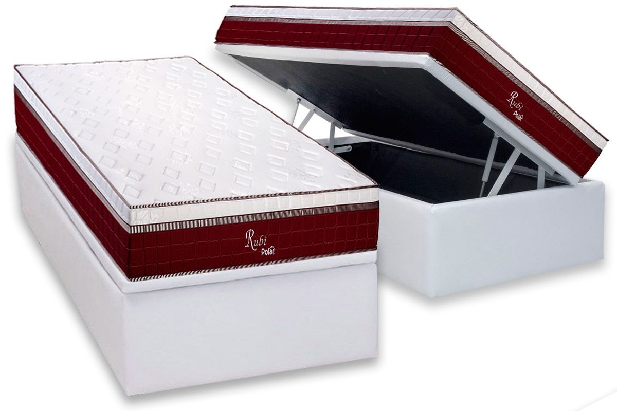 Cama Box Baú CRC +Colchão Molas Rubi Polar