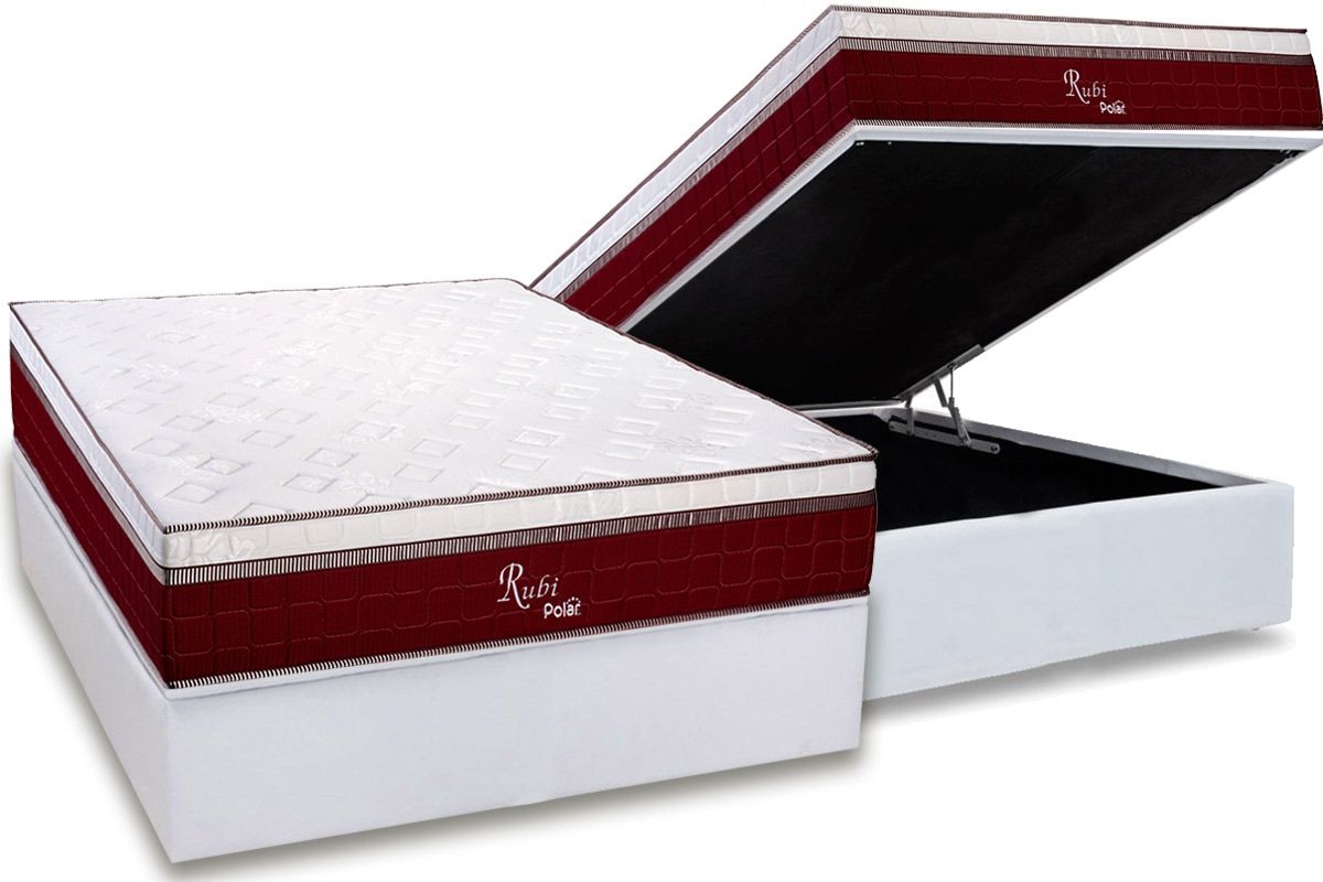 Cama Box Baú CRC +Colchão Molas Rubi Polar