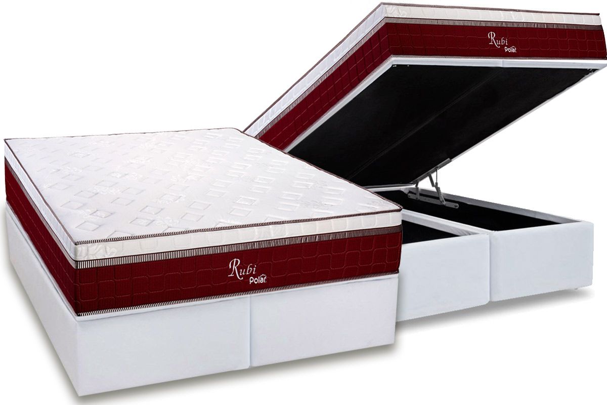 Cama Box Baú CRC +Colchão Molas Rubi Polar