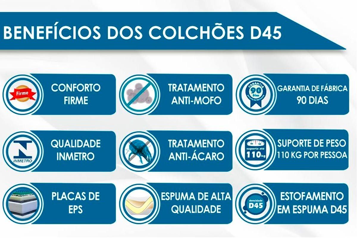 Cama Box Baú CRC +Colchão Ortopédico Tech2000 Probel