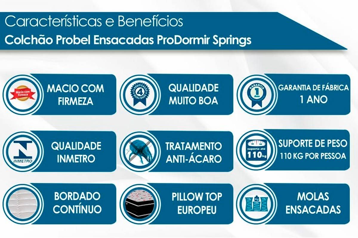 Cama Box Baú CRC +Colchão Molas Springs Probel