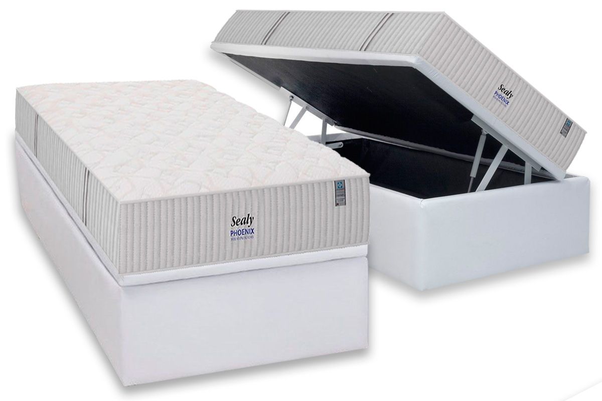 Cama Box Baú CRC +Colchão Molas Phoenix Sealy