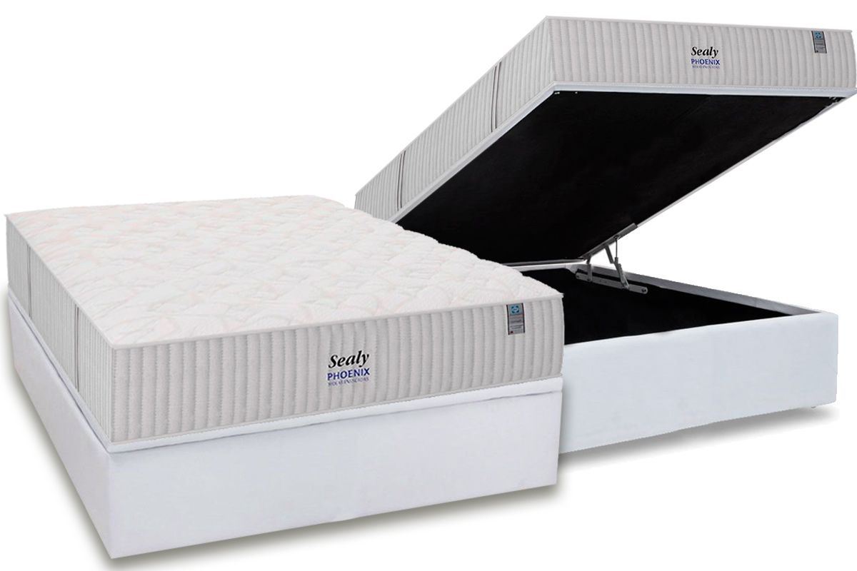 Cama Box Baú CRC +Colchão Molas Phoenix Sealy