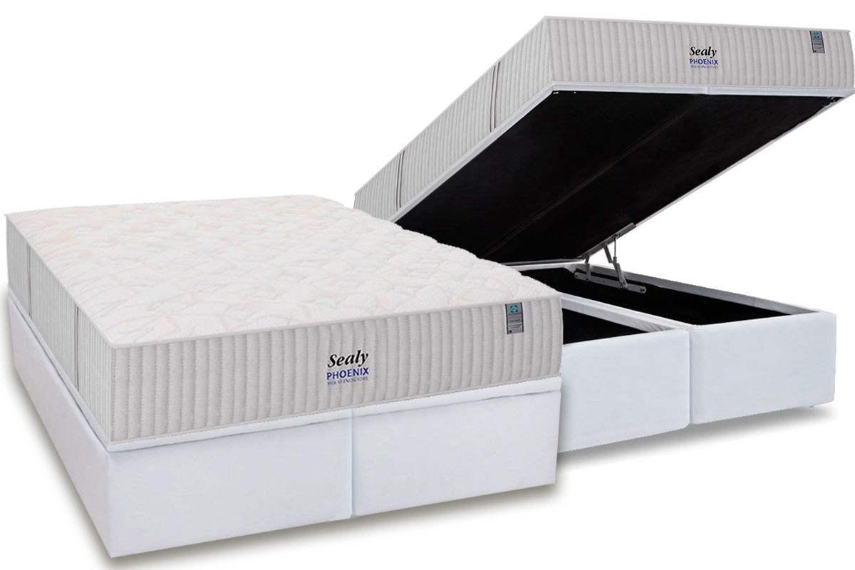 Cama Box Baú CRC +Colchão Molas Phoenix Sealy