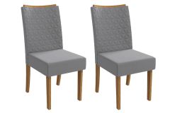 Cadeira Jantar Rosa 2CAD129 Madeirado Kit 2 Un Kappesberg - Canela/Suede Cinza