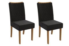 Cadeira Jantar Rosa 2CAD129 Madeirado Kit 2 Un Kappesberg - Canela/Suede Preto
