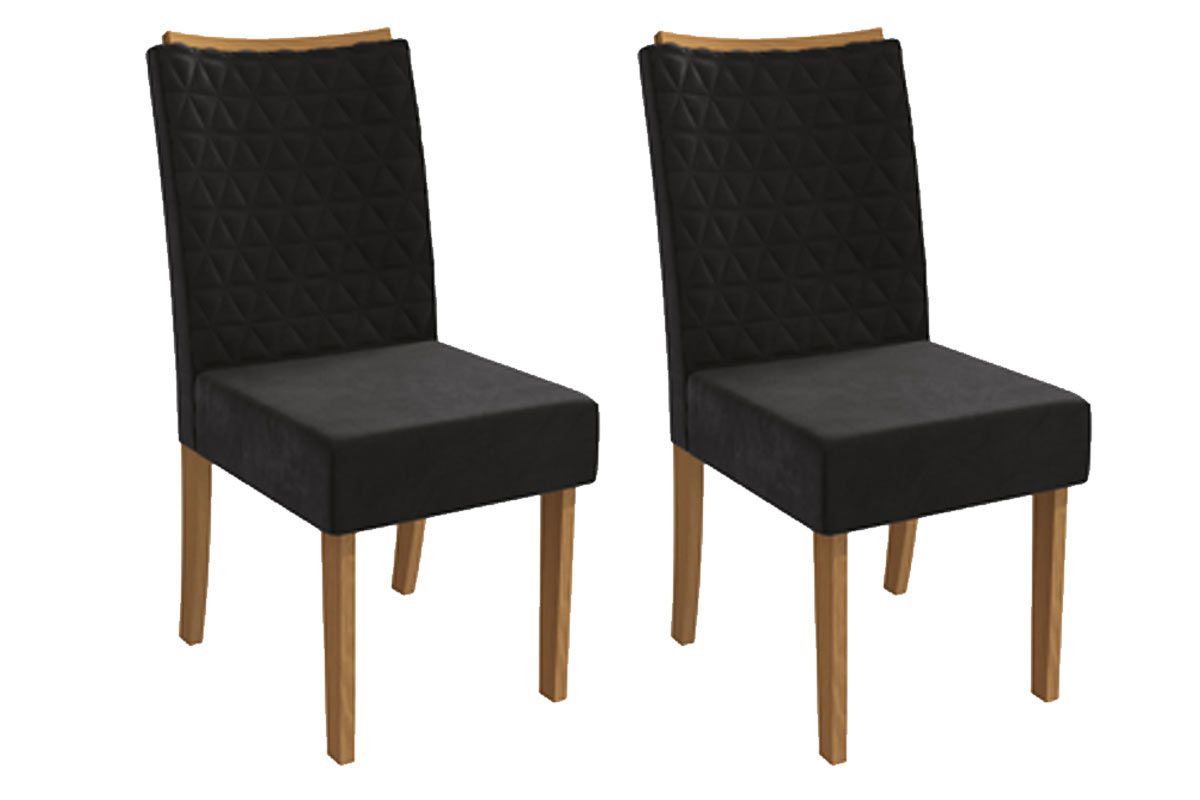 Cadeira Jantar Rosa 2CAD129 Madeirado Kit 2 Un KappesbergCanela/Suede Preto