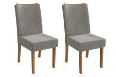 Cadeira Jantar Rosa 2CAD129 Madeirado Kit 2 Un Kappesberg - Canela/Boucle Cinza
