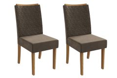 Cadeira Jantar Rosa 2CAD129 Madeirado Kit 2 Un Kappesberg - Canela/Suede Capuccino