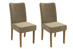 Cadeira Jantar Rosa 2CAD129 Madeirado Kit 2 Un Kappesberg - Canela/Suede Bege