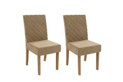 Cadeira Jantar Verbena 2CAD133 Madeirado Kit 2 Un Kappesberg - Canela/Suede Bege