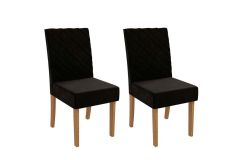 Cadeira Jantar Verbena 2CAD133 Madeirado Kit 2 Un Kappesberg - Canela/Suede Preto