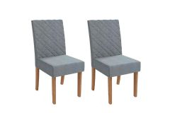 Cadeira Jantar Verbena 2CAD133 Madeirado Kit 2 Un Kappesberg - Canela/Suede Cinza
