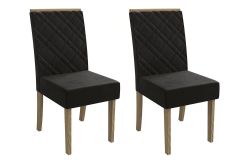 Cadeira Jantar Gardênia 2CAD149 Madeirado Kit 2 Un Kappesberg - Canela/Suede Preto