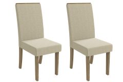 Cadeira Jantar Íris 2CAD142 Madeirado Kit 2 Un Kappesberg - Canela/Linho Bege Argila
