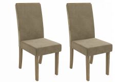 Cadeira Jantar Íris 2CAD142 Madeirado Kit 2 Un Kappesberg - Canela/Suede Bege