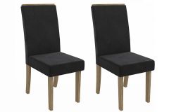 Cadeira Jantar Íris 2CAD142 Madeirado Kit 2 Un Kappesberg - Canela/Suede Preto