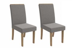 Cadeira Jantar Íris 2CAD142 Madeirado Kit 2 Un Kappesberg - Canela/Boucle Cinza