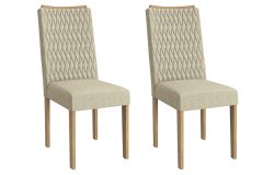 Cadeira Jantar Aura 2CAD157 Madeirado Kit 2 Un Kappesberg - Carvalho/Linho Bege