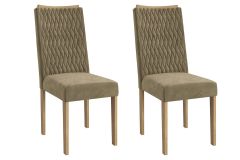 Cadeira Jantar Aura 2CAD157 Madeirado Kit 2 Un Kappesberg - Carvalho/Suede Bege
