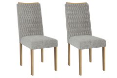 Cadeira Jantar Aura 2CAD157 Madeirado Kit 2 Un Kappesberg - Carvalho/Boucle Cinza