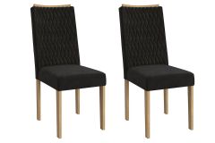 Cadeira Jantar Aura 2CAD157 Madeirado Kit 2 Un Kappesberg - Carvalho/Suede Preto