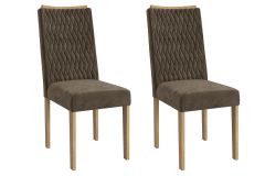Cadeira Jantar Aura 2CAD157 Madeirado Kit 2 Un Kappesberg - Carvalho/Suede Capuccino