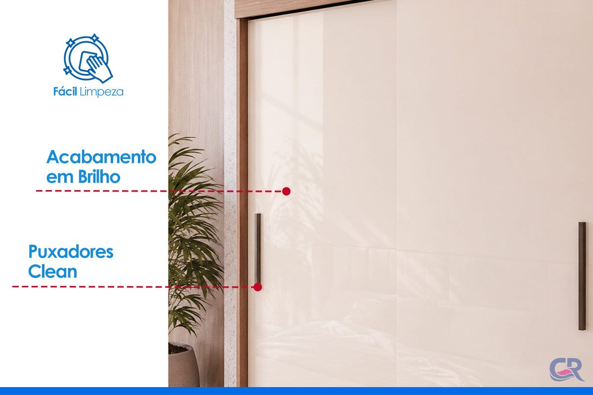 Guarda Roupa Solteiro 2 Portas de Correr e 2 Gavetas c/Pés Fit S. Andirá