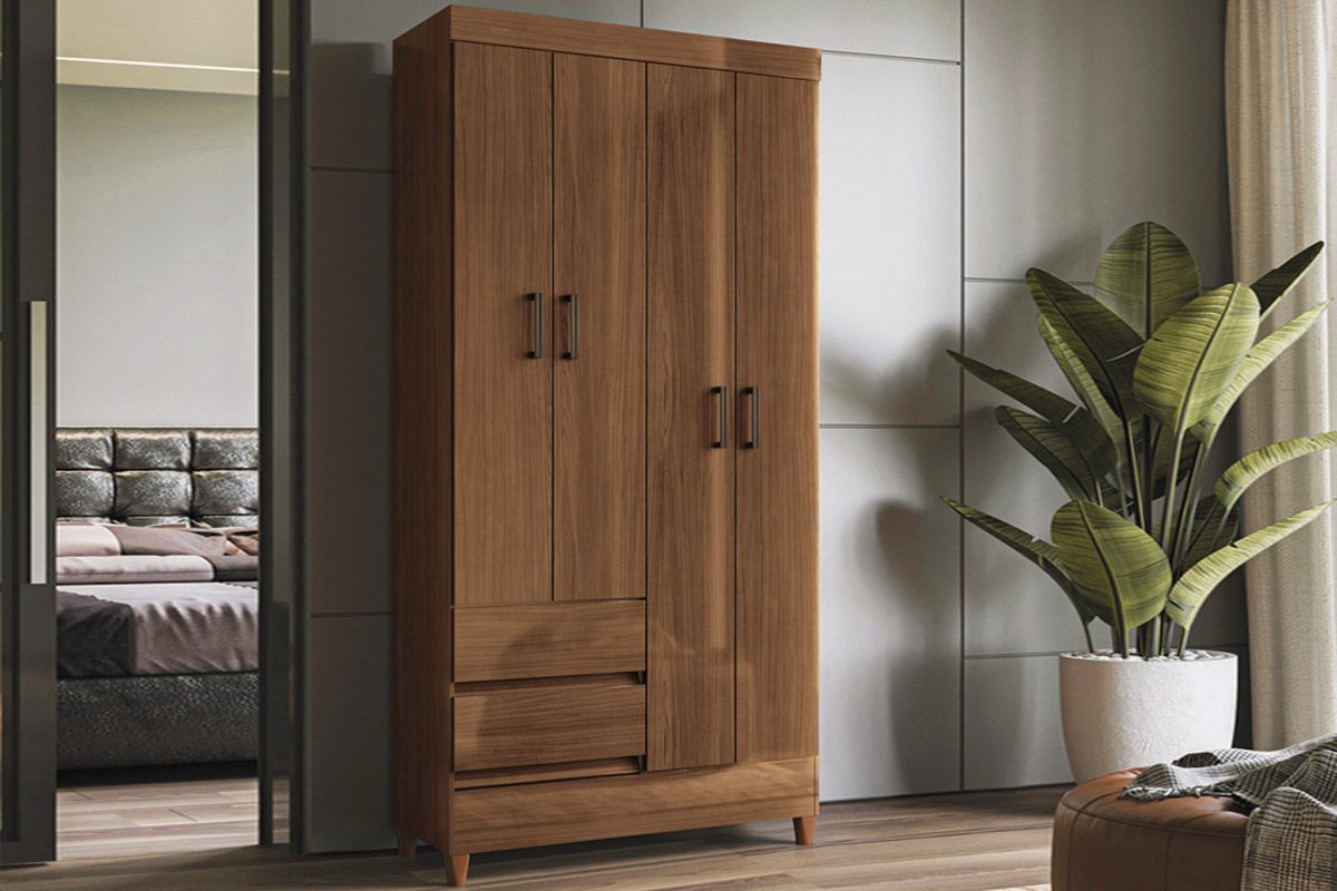 Guarda Roupa Solteiro 4 Portas e 2 Gavetas c/Pés 4.2 Fit S. AndiráJequitibá