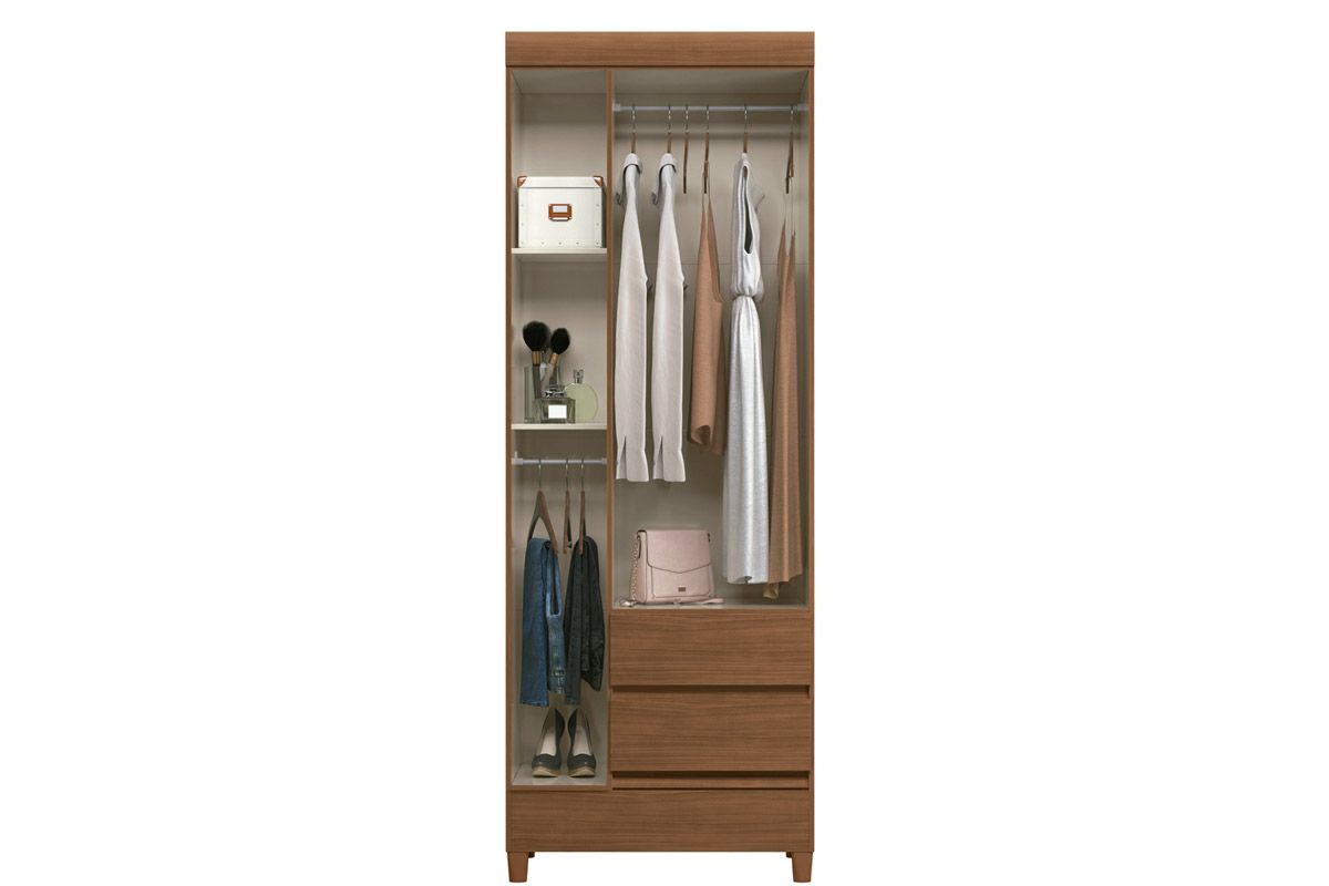 Guarda Roupa Solteiro 3 Portas e 2 Gavetas c/Pés Fit 3.2 S. Andirá