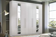 Guarda Roupa Casal 8 Portas c/Espelho Master New S. Andirá - Branco