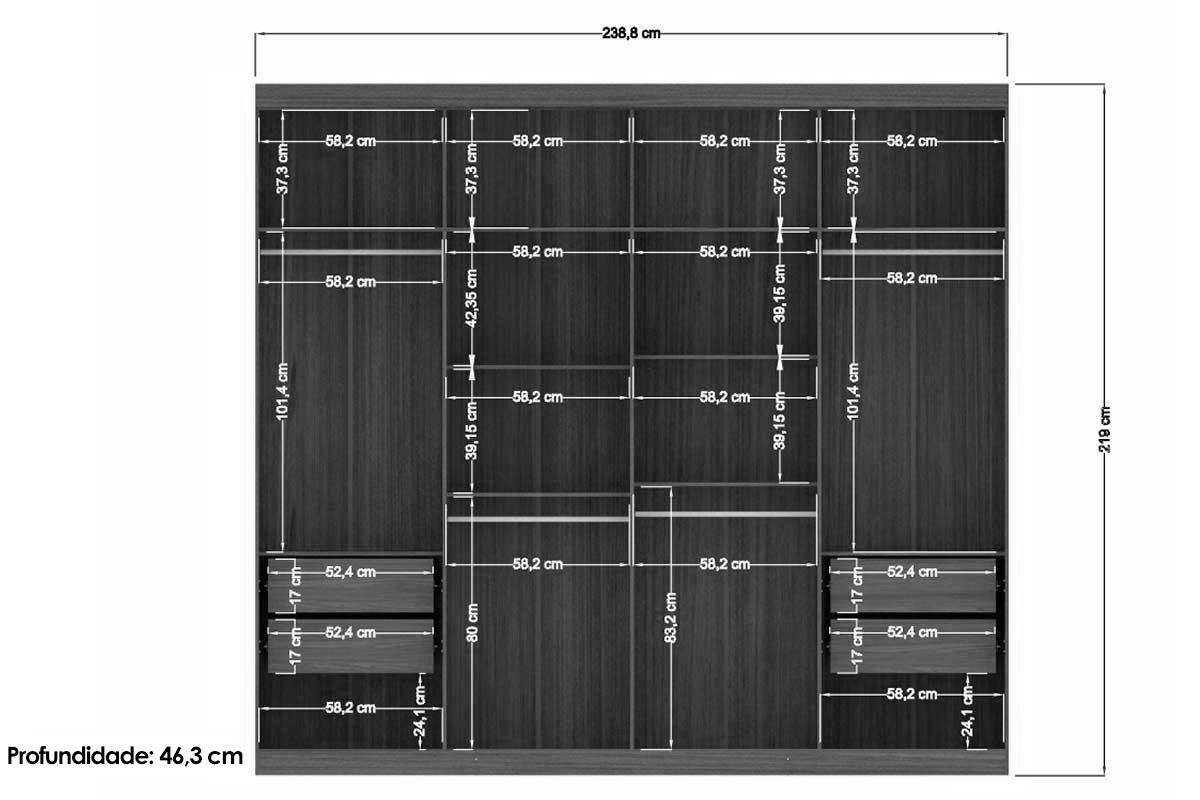 Guarda Roupa Casal 8 Portas c/Espelho Master New S. Andirá Guarda Roupa Casal 8 Portas c/Espelho Master New S. Andirá