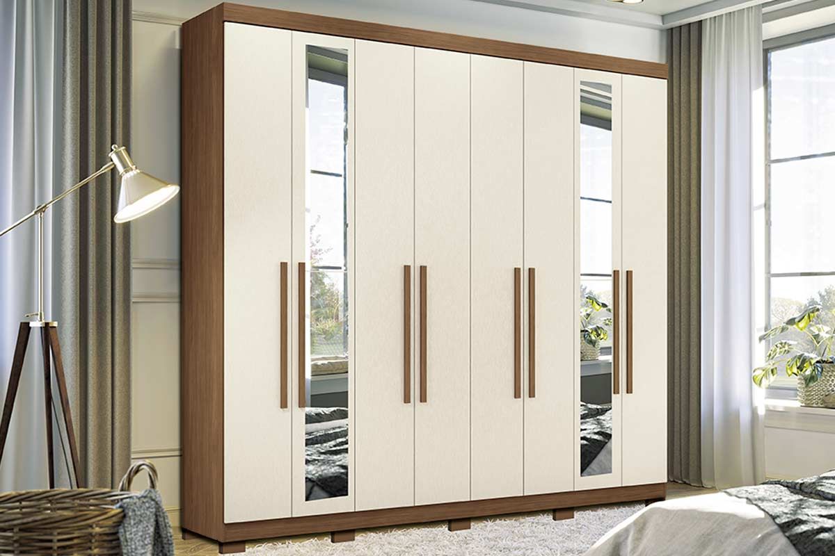 Guarda Roupa Casal 8 Portas c/Esp e Pés Master New S. AndiráJatobá/Areia