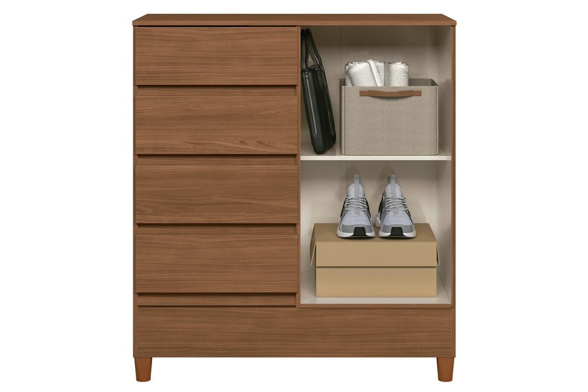 Cômoda 1.4 Fit c/1 Porta e 4 Gavetas c/Pés S. Andirá