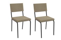 Cadeira Jantar Zaria 2C128PRF Aço Kit 2Un Kappesberg - Preto/Boucle Bege Fendi