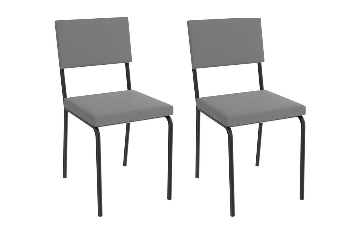 Cadeira Jantar Zaria 2C128PRF Aço Kit 2Un KappesbergPreto/Suede Escuro Cadeira Jantar Zaria 2C128PRF Aço Kit 2Un KappesbergPreto/Suede Escuro