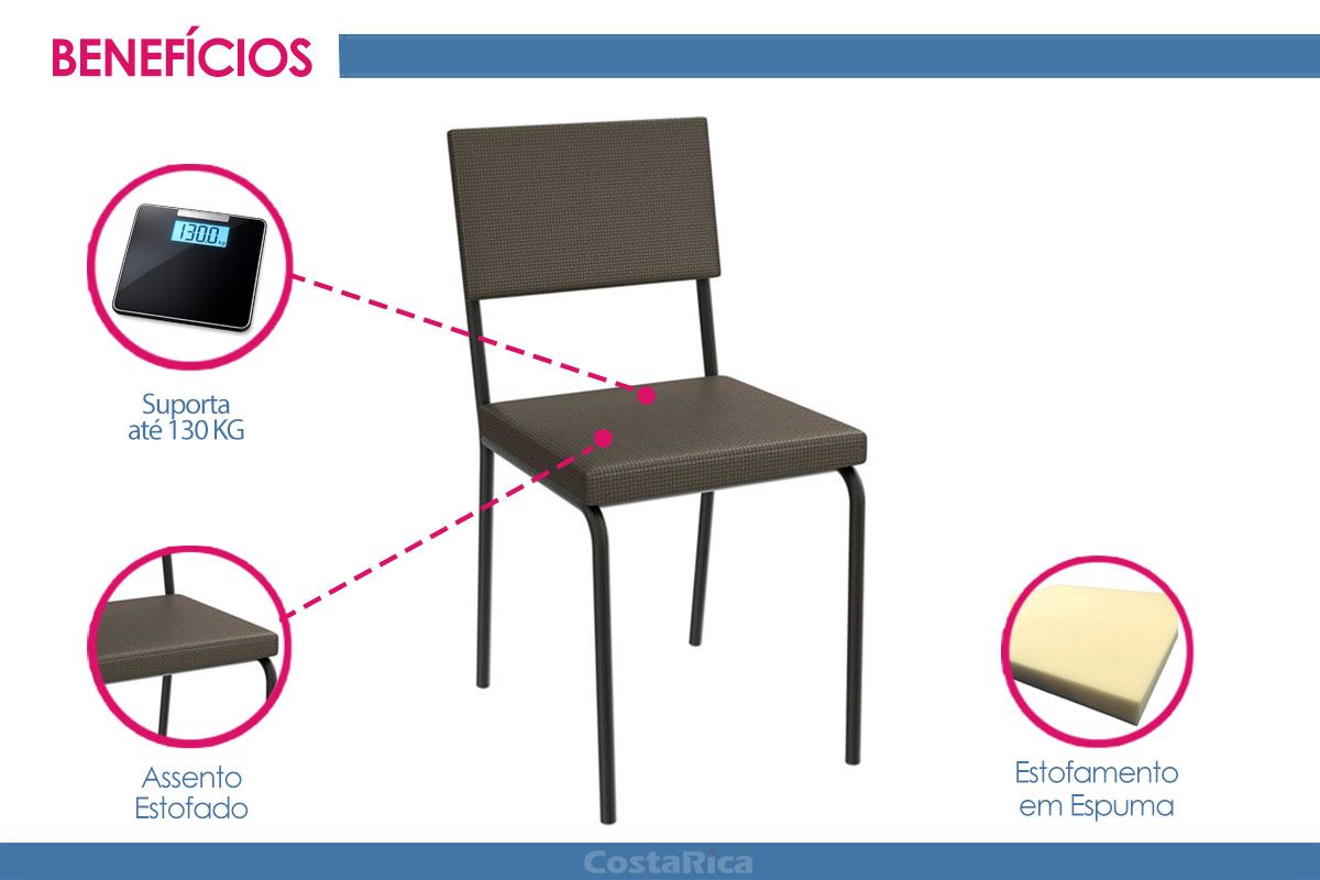 Cadeira Jantar Zaria 2C128PRF Aço Kit 2Un Kappesberg Cadeira Jantar Zaria 2C128PRF Aço Kit 2Un Kappesberg