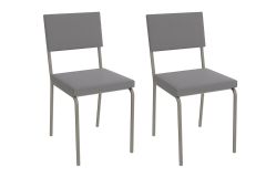Cadeira Jantar Zaria 2C128NK Aço Kit 2Un Kappesberg - Niquel/Suede Escuro