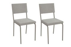 Cadeira Jantar Zaria 2C128NK Aço Kit 2Un Kappesberg - Niquel/Boucle Cinza