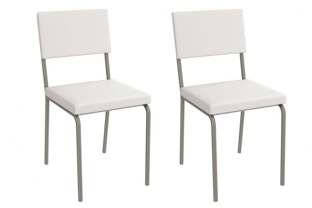 Cadeira Jantar Zaria 2C128NK Aço Kit 2Un KappesbergNiquel/Corano Branco Cadeira Jantar Zaria 2C128NK Aço Kit 2Un KappesbergNiquel/Corano Branco