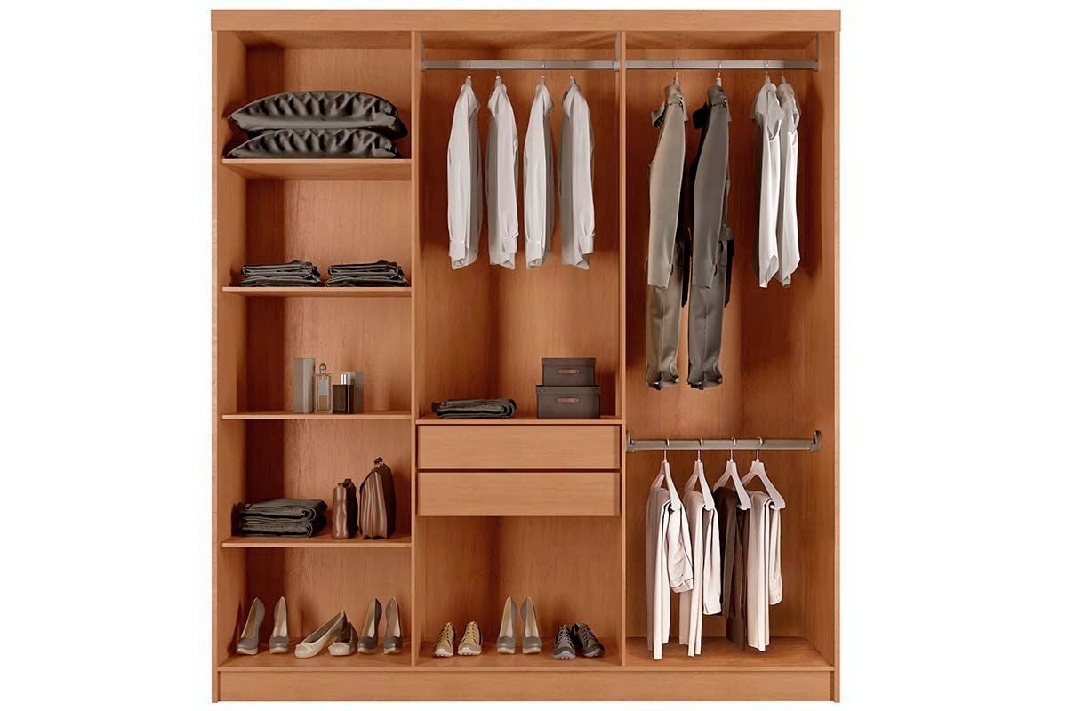 Guarda Roupa Solteiro 6 Portas (2 Ripadas) e 2 Gavetas c/Pés Cairo Rufato